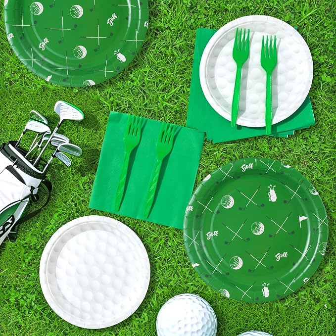 Qyeahkj 100 Pcs Golf Party Supplies Golf Ball Disposable Plates and Napkins Set - Image 4