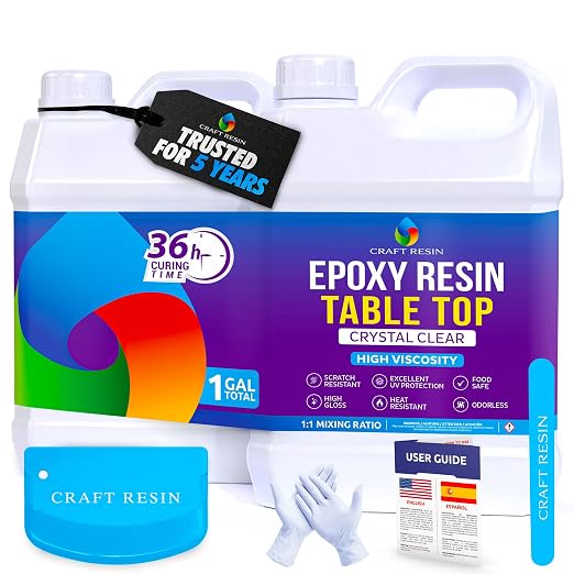 CRAFT RESIN Table Top Epoxy Resin Kit 1 Gallon – Ultra Clear, High-Gloss by CraftResin