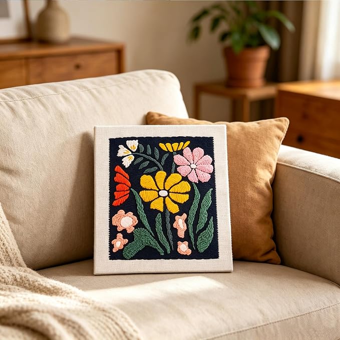 Silentsea Punch Needle Kit for Beginner Adults – Flower Embroidery Frame Kit - Image 6