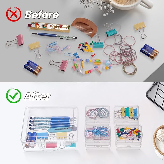 zoeynex Small Bead Organizers and Storage, 12 Clear Plastic Boxes - Image 5