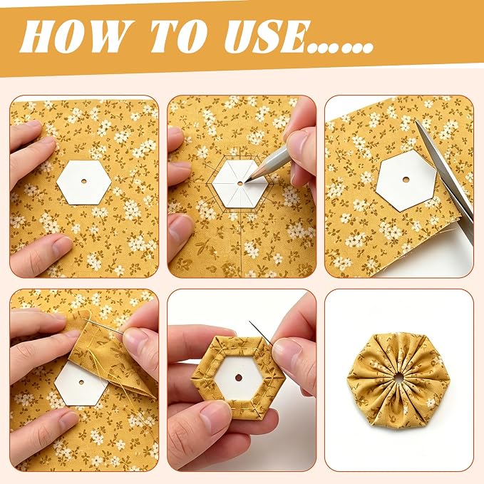 1200 PCS Hexagon Piecing Paper Templates, 0.75" White Paper templates, Quilting - Image 4