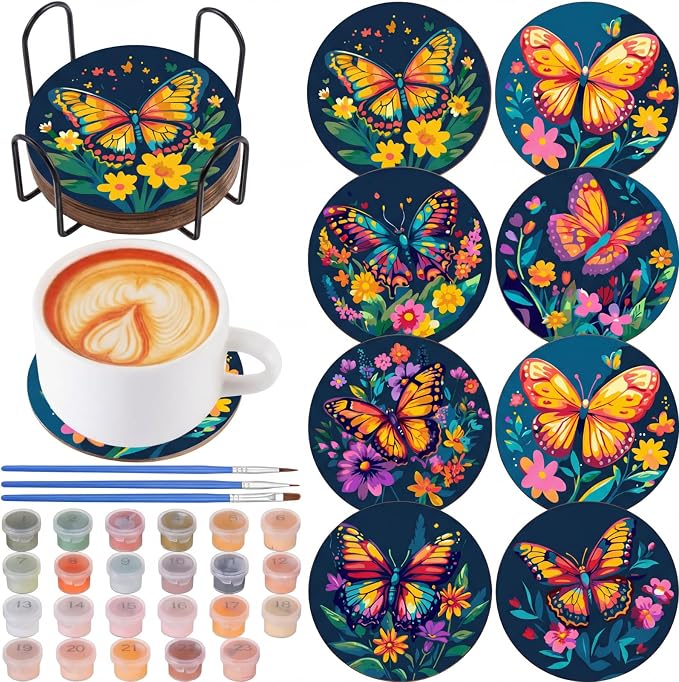 Reallnaive 8 Pcs Butterfly Flowers Paint by Numbers Kit by Unknown