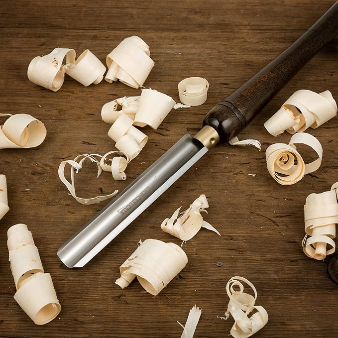 2-Pieces HSS Roughing Gouge Lathe Chisel Set Wood Turning Tools with Wooden Box, 1-Inches and 2-Inches