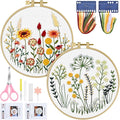 ERKOON Embroidery Kit for Beginners Adult, 2 Set Flower Cross Stitch Set by ERKOON