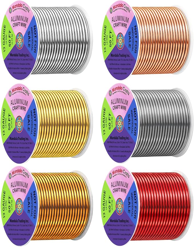 Mandala Crafts 13 GA Gray Copper Red Assorted Anodized Aluminum Craft Wire | by MandalaCrafts