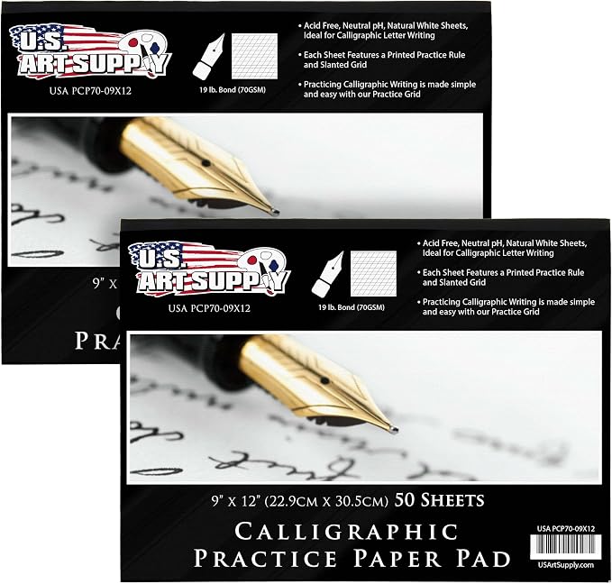U.S. Art Supply Calligraphy Practice Paper Pad by USArtSupply