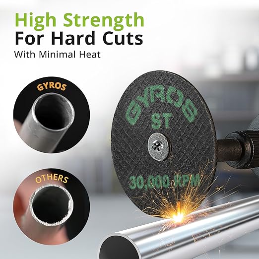 GYROS Cut-Off Wheels for Rotary Tools – 2” Super-Tensile Fiberglass Reinforced, 12-Pack | Designed for Stainless Steel, Titanium, Nickel, Carbon & Chrome Alloys | Made in USA 11-42002/12