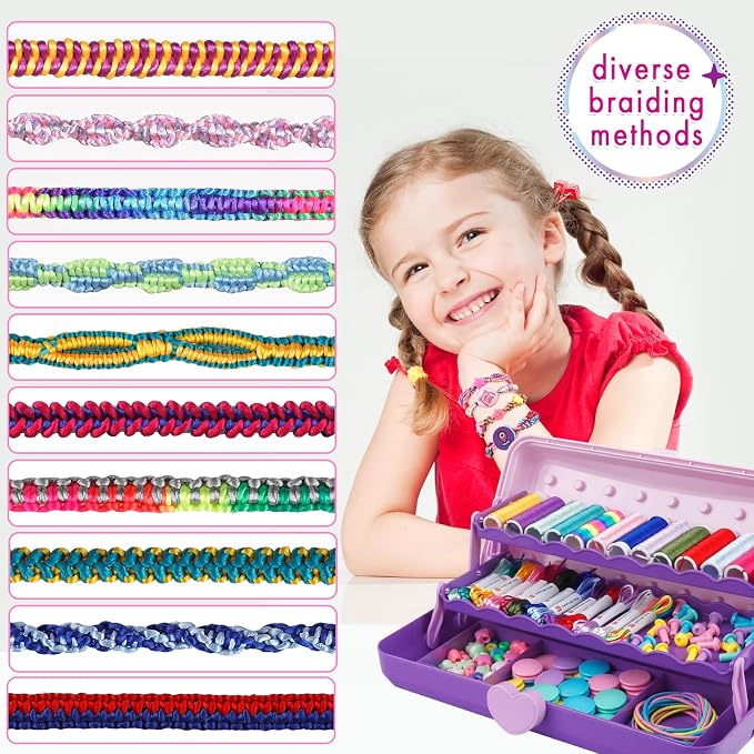 TingingYuli Friendship Bracelet Making Kit, 3-Layer Storage Box, Gift 6-12 | - Image 3