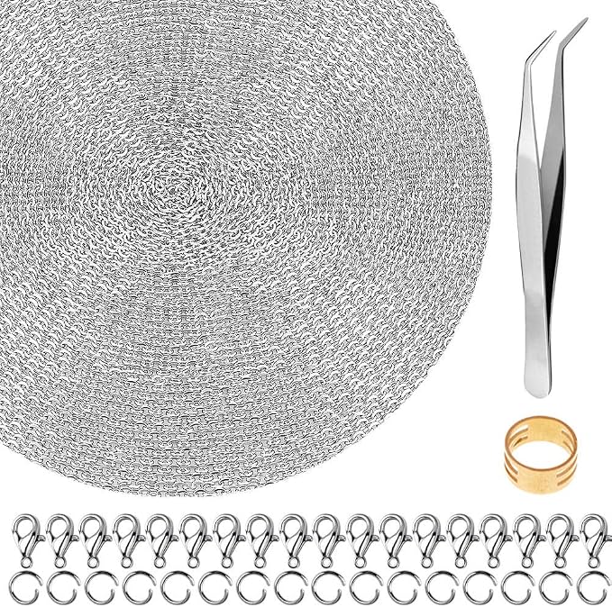 50 Feet Stainless Steel Chains for Jewelry Making, Anezus Jewelry Chain Bulk by anezus