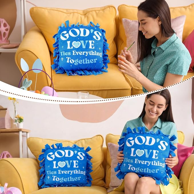 Chunful 6 Sets Religious God's Love Tied Pillow Craft Kit 2026 VBS Crafts DIY - Image 5