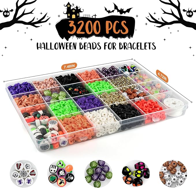 3200 pcs Halloween Beads for Bracelet Jewelry Making Kit - Image 2
