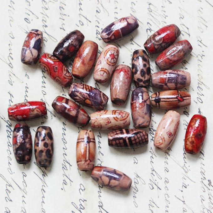 300pcs Mixed Painted Barrel Wood Spacer Beads, BetterJonny 15 * 7mm Oval - Image 5