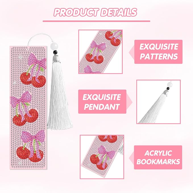 8 Pcs Bow Diamond Art Bookmarks Kit - Image 4
