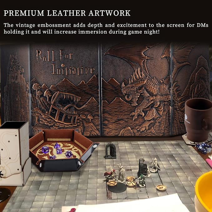 CZYY Faux Leather Dungeon Master Screen, 4-Panel DM Screen - Image 3