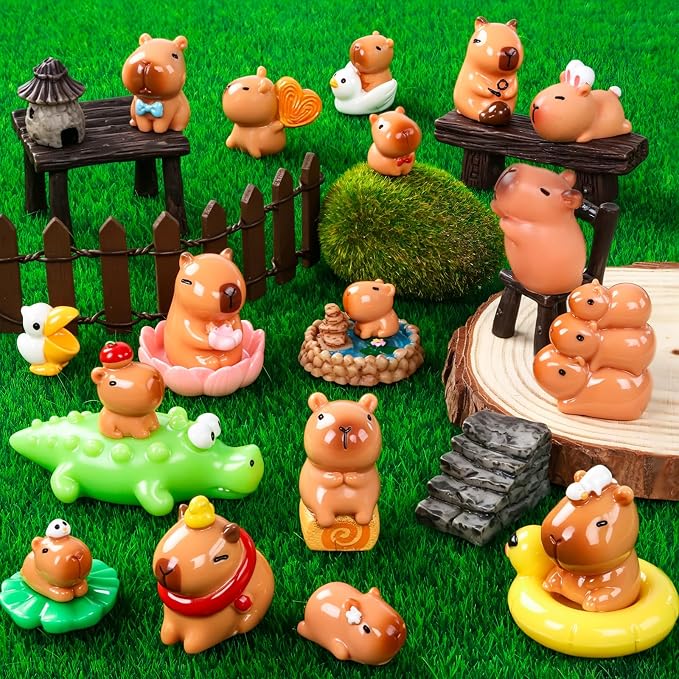 33 Pcs Mini Capybara Figurines 25 Style Adorable Resin Capybaras Miniatures - Image 2