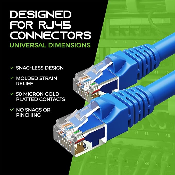 GearIT 100-Pack, Cat5e Ethernet Patch Cable 3 Feet - Snagless RJ45 Computer LAN Network Cord, Blue - Compatible with 48 Port Switch POE Rackmount 48port Gigabit