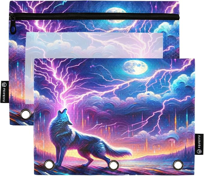 Wolf Howling in Moon Night Pencil Pouch by BOENLE-WELCOMEYOURCOMING