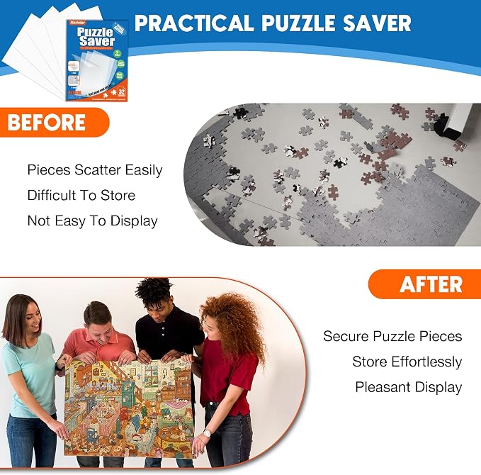 Nariolar Ultra-Adhesion Transparent Puzzle Glue Sheets, 32 Puzzle Saver Sheets - Image 4