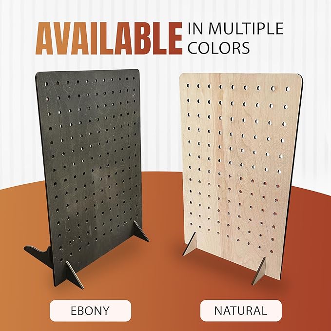 Torched Pegboard Display Stand for Jewelry, Craft Shows, Selling, Vendor Events, Tools, Peg Board Accessories Rack Organizer, Small 5.88" L x 4.3" W x 9.88" H, Ebony…