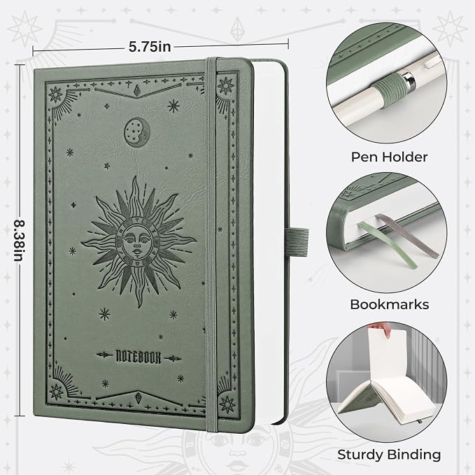EMSHOI Graph Grid Journal Notebook, 320 Pages, A5 Size | Leather Hardcover - Image 4