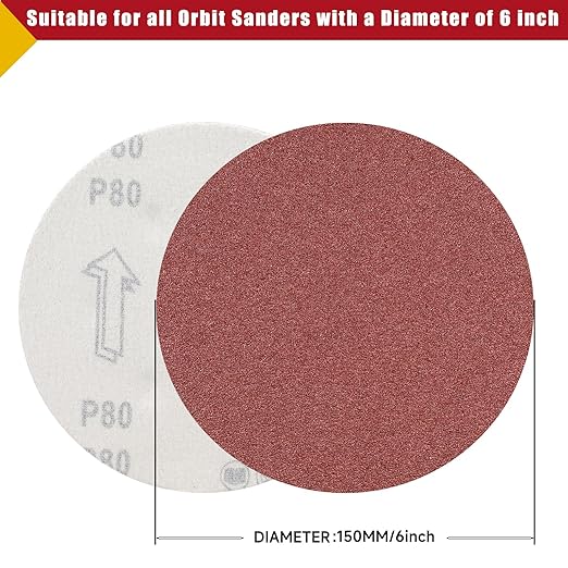 100 PCS 6 Inch Sanding Discs 1500 Grit, 6 Hole Hook and Loop Sandpaper, Round Orbital Sand Paper Discs for Sander
