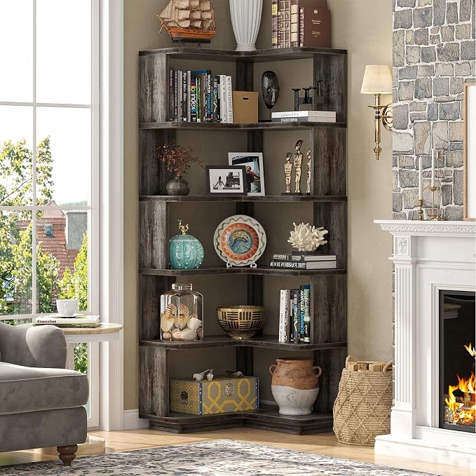 Armocity Corner Book Shelf, 6-Shelf L Shaped Corner Bookshelf - Image 2