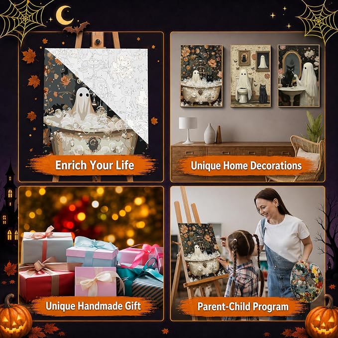 Mandun 3 Pack Halloween Paint by Numbers Kit - Image 7