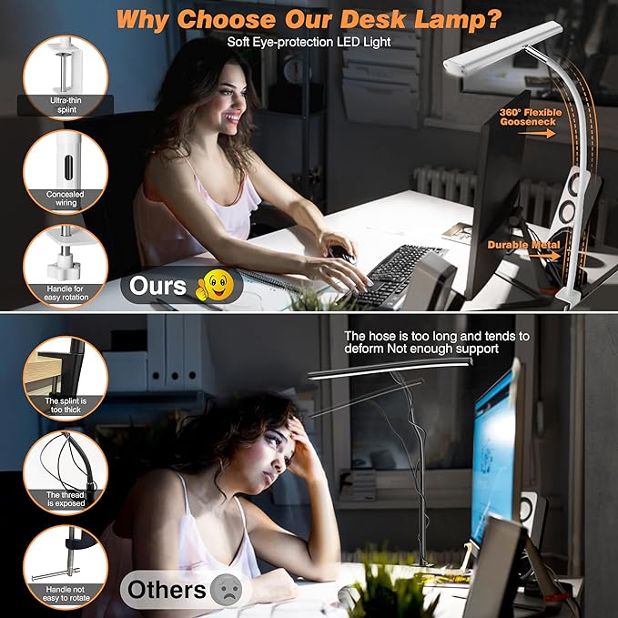 Airlonv LED Desk Lamp with Clamp, Dimmable Task Light - Image 4