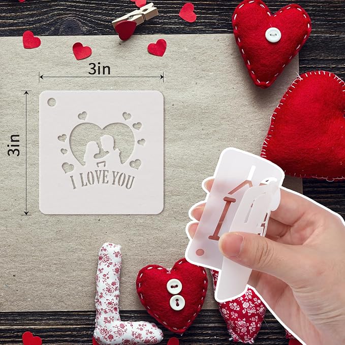 Augshy 56 Pack Valentine's Day Stencils, Reusable Craft Templates, 3 Inch | - Image 2