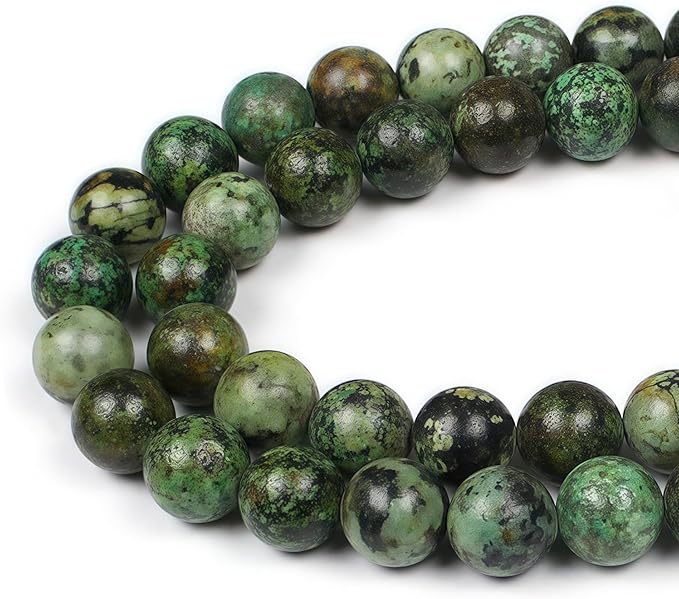 MJDCB Natural African Turquoise Beads Round Loose Stone Beads by MJDCB