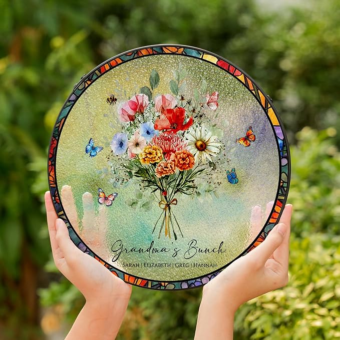Custom Family Birth Flowers Glass Sun Catcher, Custom Mom's Grandma's Garden - Image 4