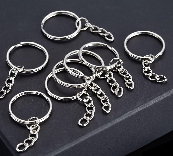 100Sets 1 inch Keychain Rings Silver Split Round Key Ring - Image 4