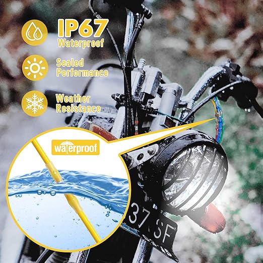 Kuject 150PCS Solder Seal Wire Connectors AWG 12-10, Yellow Solder Seal Heat Shrink Butt Connectors Terminals Solderstick Sleeve Waterproof Wire Splice Connector for Marine Boat Wire Joint