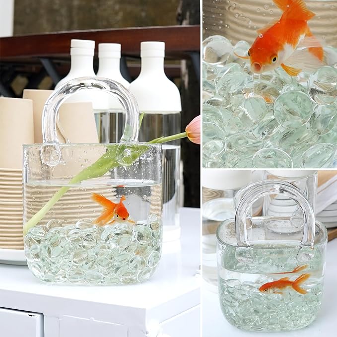 5LB Clear Flat Glass Marbles for Vases, Gemstone Beads Vase Filler Decorative - Image 5