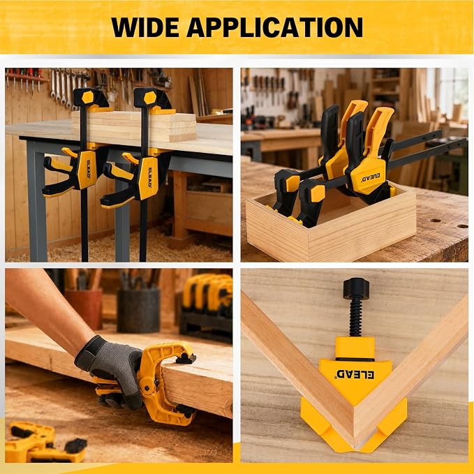 10-Piece Bar Clamps for Woodworking, Spring Clamps, 90° Angle Clamp, Quick - Image 8