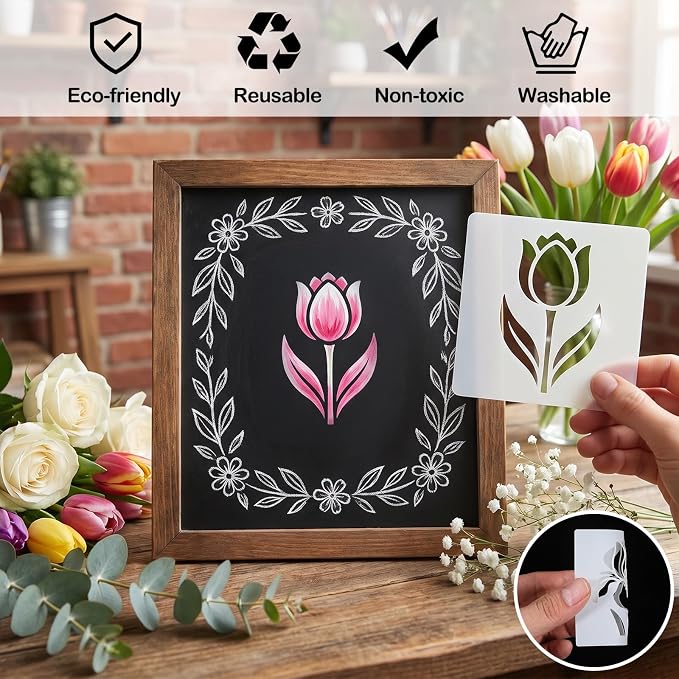 20 Pcs Flower Stencils 2.95 Inch Reusable Flower Stencils - Image 4