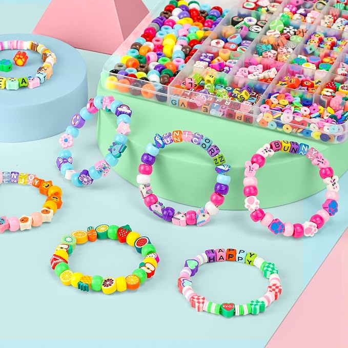 Gionlion 1200 Pcs Polymer Clay Beads Bracelet Making Kit, 25 Style Animal Fruit - Image 2