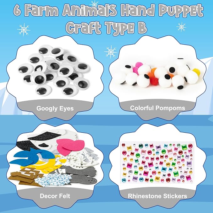 WATINC 6Pcs Hand Puppet Making Kit, Art Craft Felt Sock Puppet Toys, Creative - Image 2