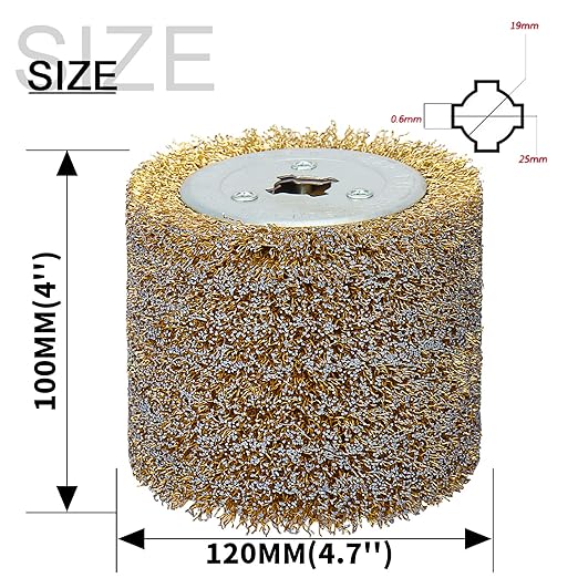 120x100mm Copper Plated Steel Wire Brush Wheel Surface Conditioning Tool 4.7" x 4" with 3/4" Quad Keyway for Surface Finishing of Stainless Steel, Aluminum, Metal and Wood (0.5 Wire)