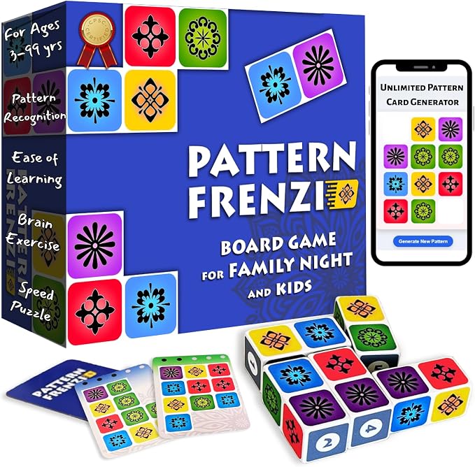 Pattern Matching Board Game for Kids & Adults, Family Night Board Games by PatternFrenzi