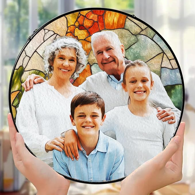 LOVELYPOD Personalized Grandma Stained Glass Sun Catcher, Photo Family Portrait - Image 5