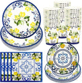 250 PCS Capri Lemon Party Tableware Supplies, Disposable Blue Paper Plates Cups by Unknown