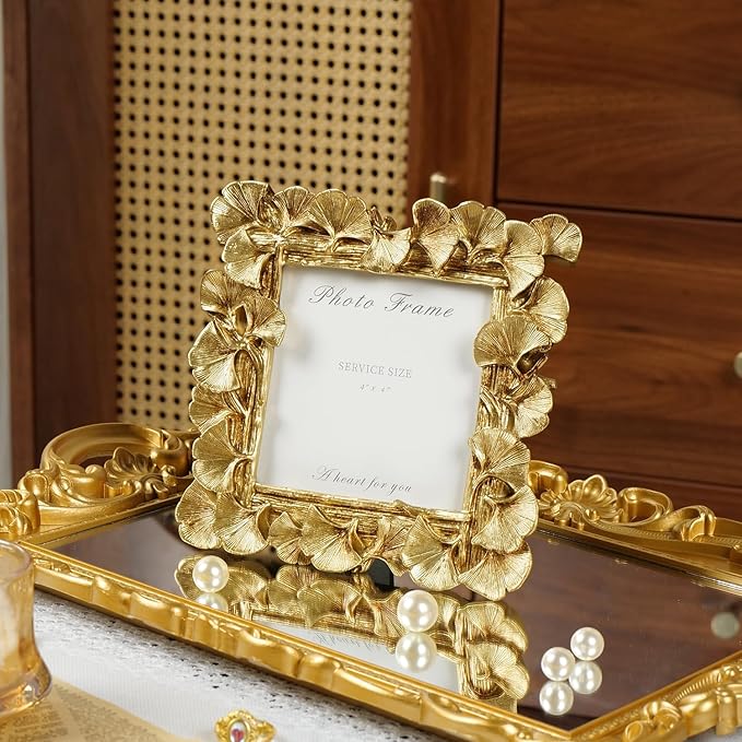 Cuspin Small Picture Frames 4x4 Square Frame, Ornate Gold Vintage Picture Frame - Image 2