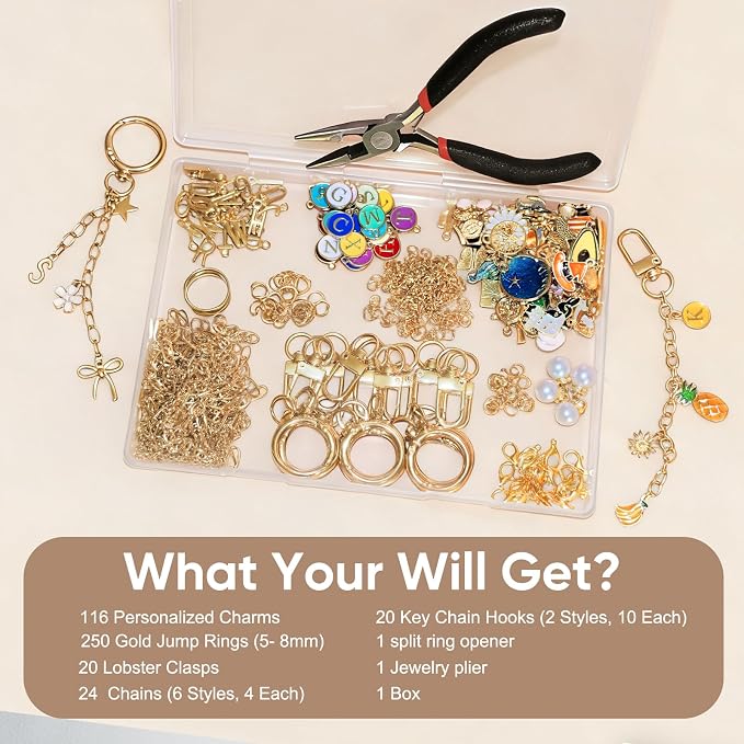 WDXIUE Keychain Making Kit, Charms Lip Gloss Key Chain Bracelet Design Set - Image 4