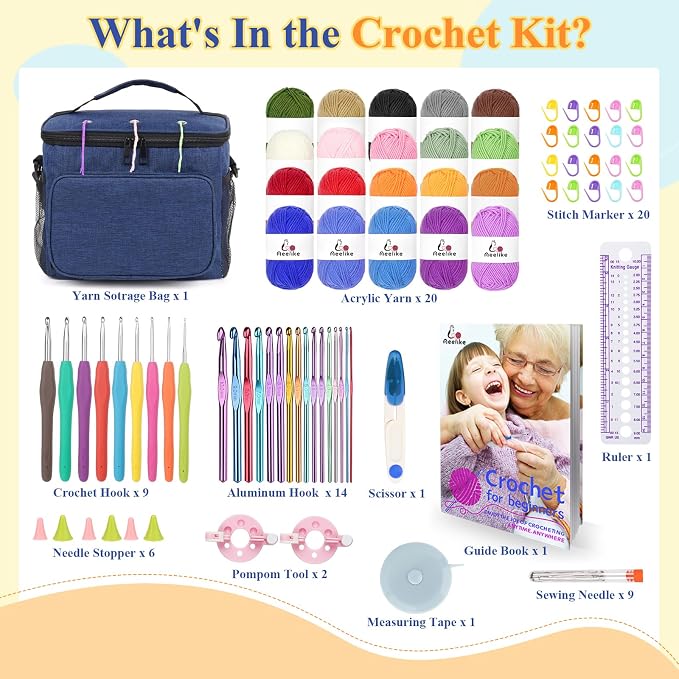Aeelike Complete Beginner Kit 87PCS, Crochet Kit - Image 3