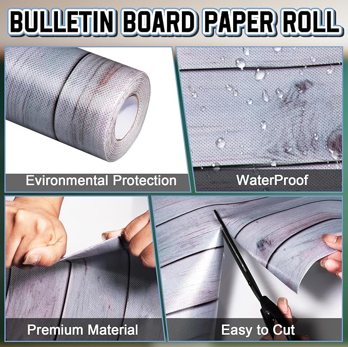 Inkspire Beach Wood Bulletin Board Paper Roll, 14.8FTx47IN Large Reusable - Image 6