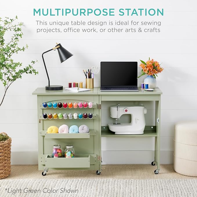 Best Choice Products Folding Sewing Table Multipurpose Craft Station & Side Desk - Image 5