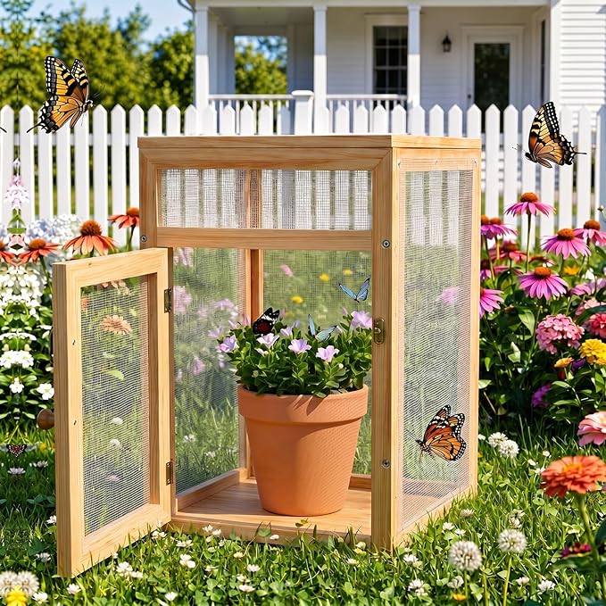 Bucherry Wooden Butterfly Habitat Cage Kit Monarch Caterpillar Enclosure by Bucherry