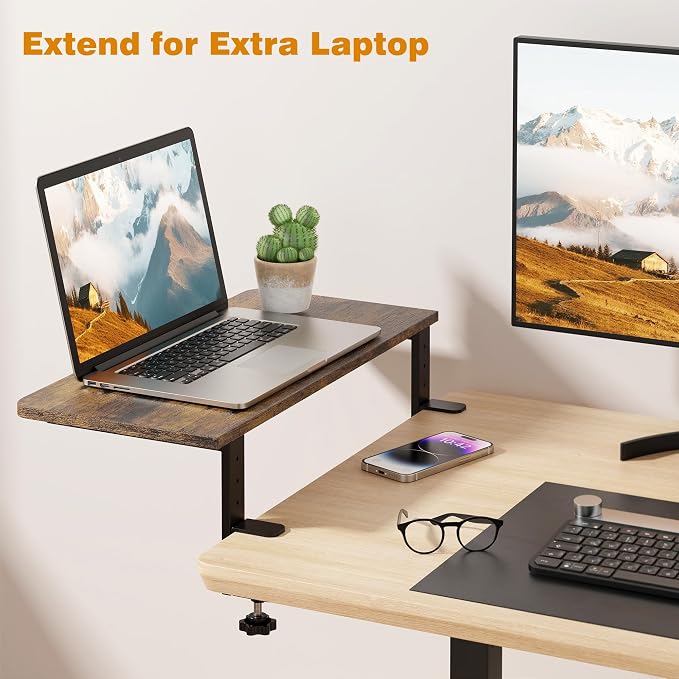 Desk Extender, 22-inch Clamp-On Desk Shelf, Height-Adjustable Desktop Shelf - Image 4