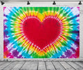 BELECO 9x6ft Fabric Tie Dye Heart Backdrop Rainbow Heart Love Valentines by BELECO